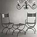 metal table chair and chandelier